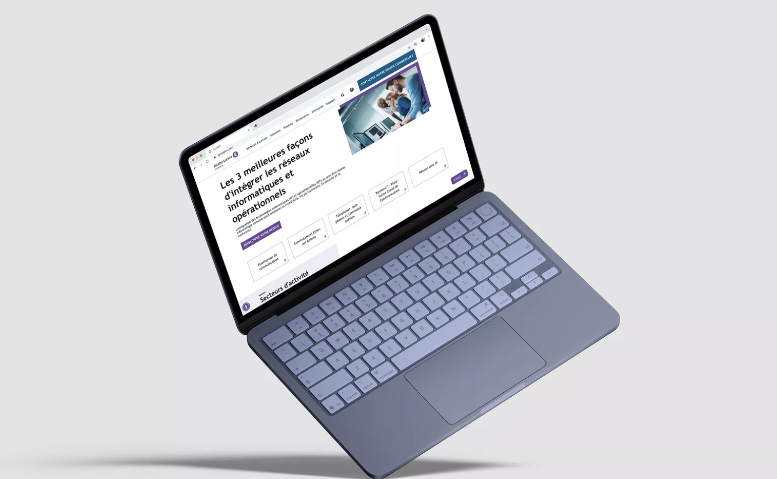 Aperçu de la plateforme extranet B2B Drupal d'Alcatel Lucent, développée pour gérer les achats, le support technique et le e-commerce par l'agence AODB.