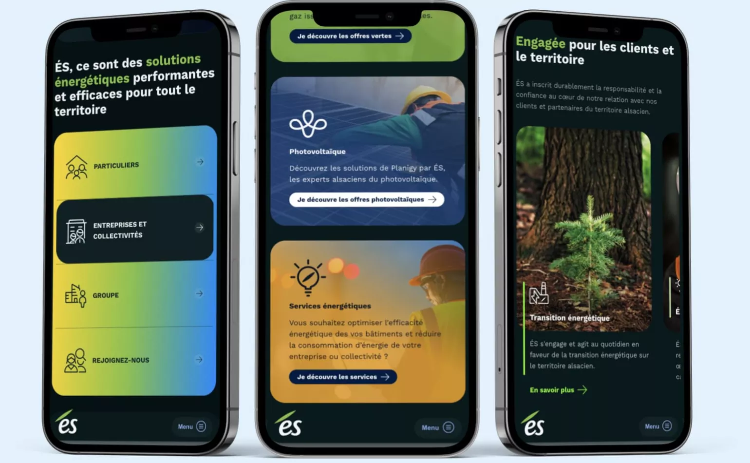 Version mobile responsive de l'espace clients d'Électricité de Strasbourg, optimisée pour les démarches en ligne par AODB.