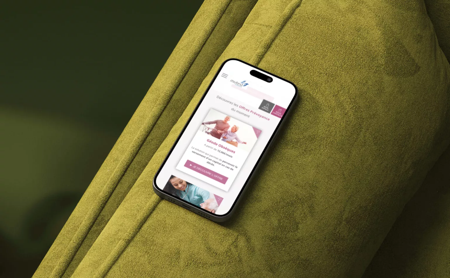 Version mobile responsive du site Drupal de Mutest, optimisée pour l'expérience utilisateur.