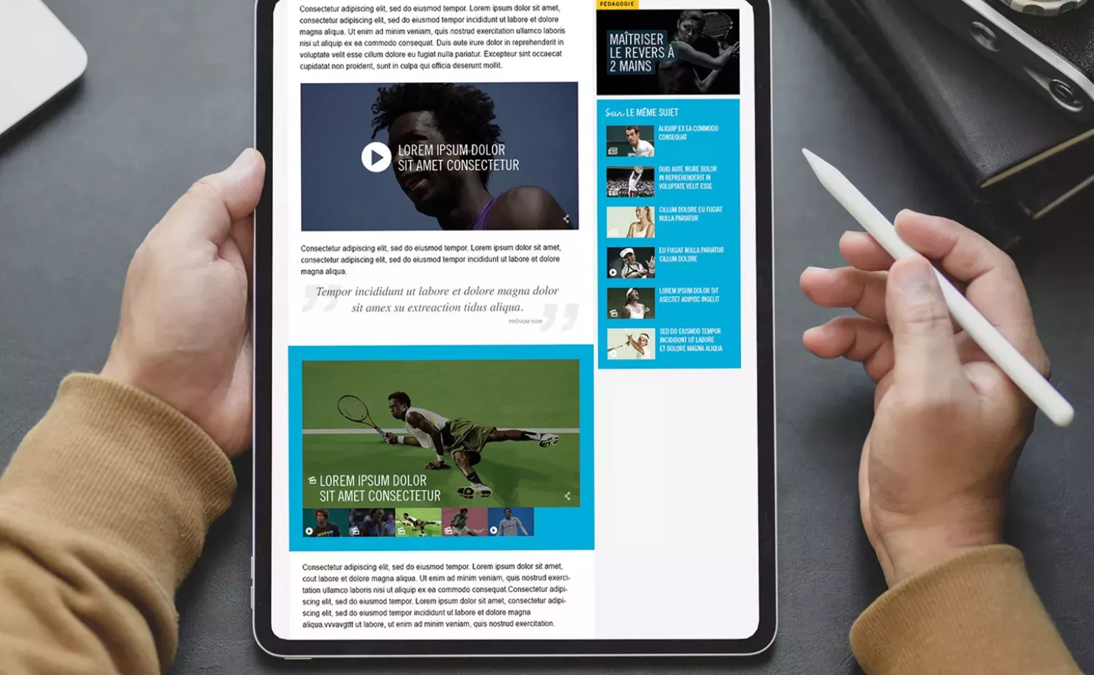 Version tablette responsive de l'écosystème numérique de la FFT, développée pour une performance maximale par AODB.