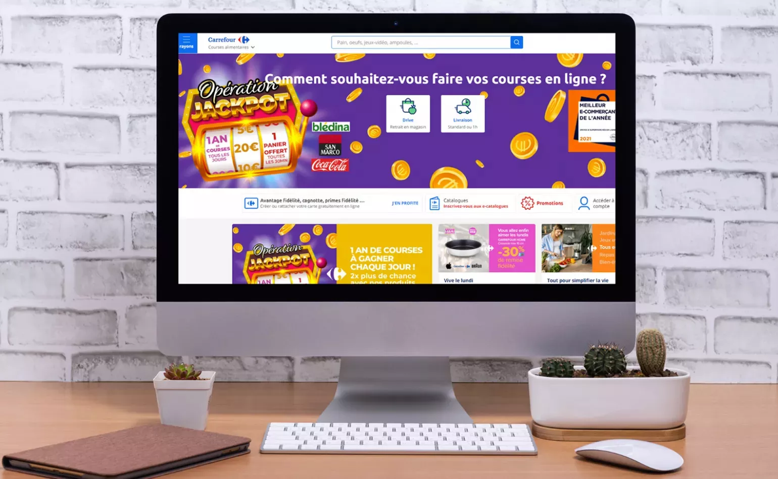 Aperçu du site internet officiel de Carrefour, développé sur un écosystème Drupal par l'agence AODB.