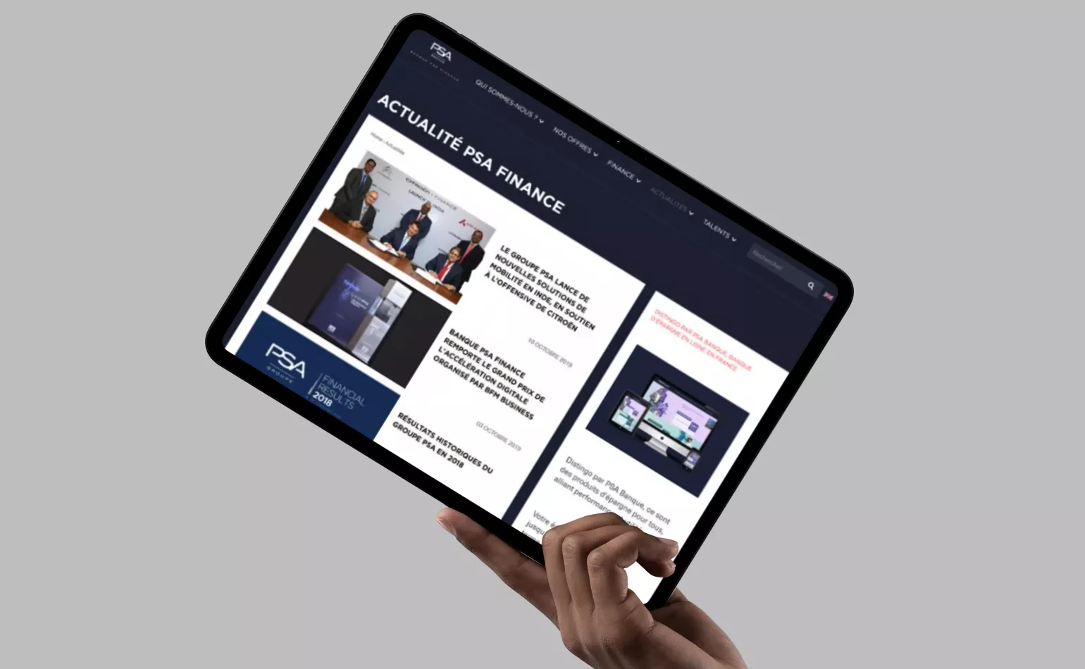 Aperçu de la plateforme web Drupal de la Banque PSA refondu et optimisé par l'agence AODB.
