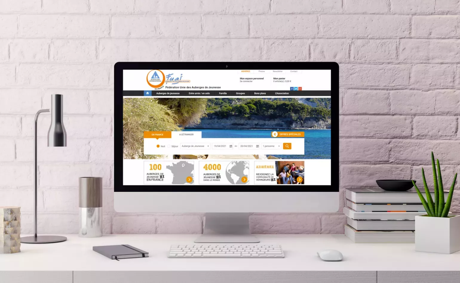 Aperçu du portail de réservation Drupal de la FUAJ, modernisé et transformé sur mesure par l'agence AODB.